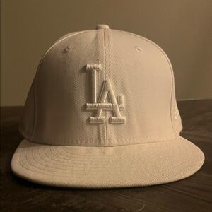 New Era LA Dodgers All-White Fitted Hat